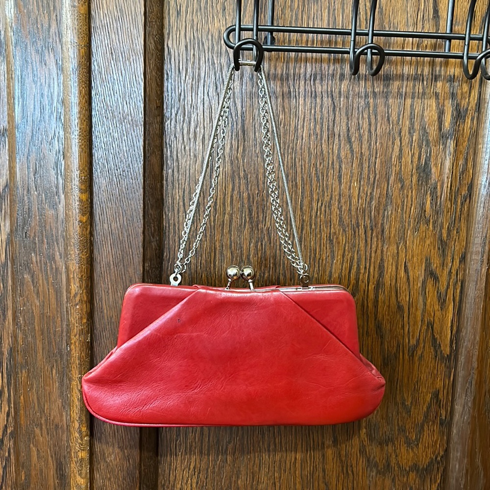 Red Leather Hobo International Clutch